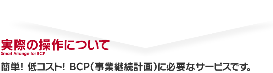 実際の操作について: 簡単! 低コスト! BCP（事業継続計画）に必要なサービスです。